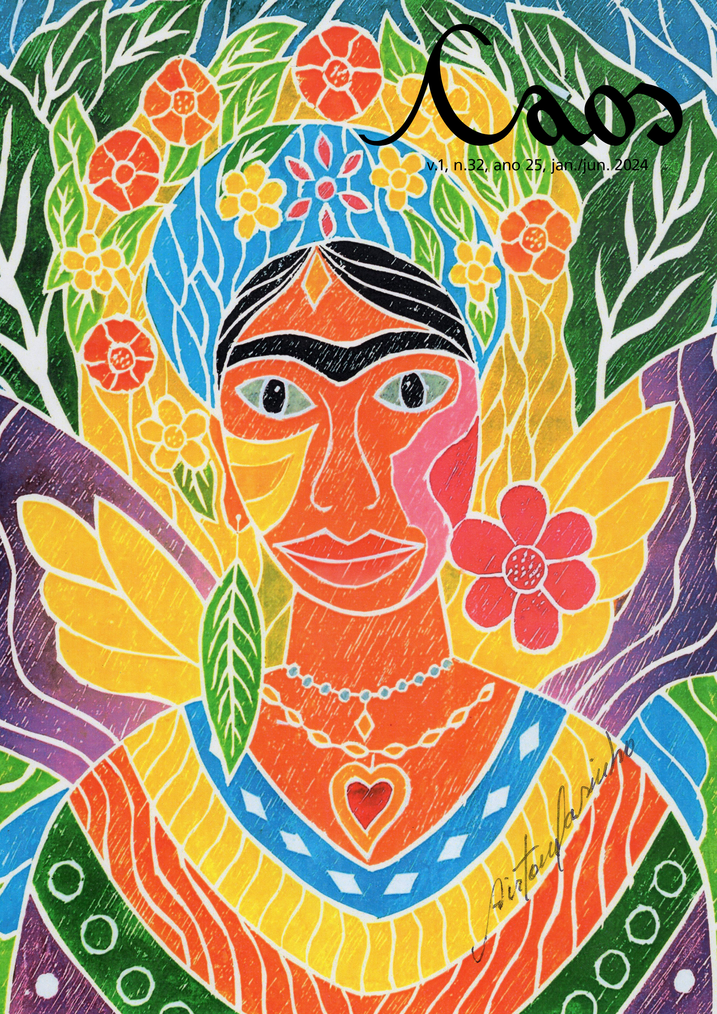 Frida Kahlo, obra de Airton Marinho. Xilogravura.