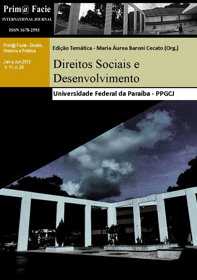 					Ver Vol. 11 Núm. 20 (2012): Prim@ Facie - Direitos Sociais e Desenvolvimento
				