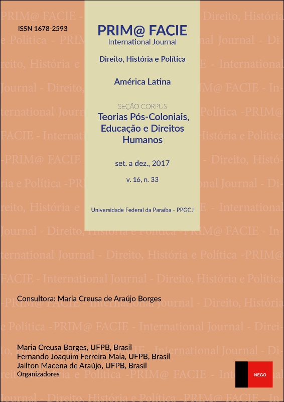 					Visualizar v. 16 n. 33 (2017): América Latina - Teorias Pós-Coloniais, Educação e Direitos Humanos
				