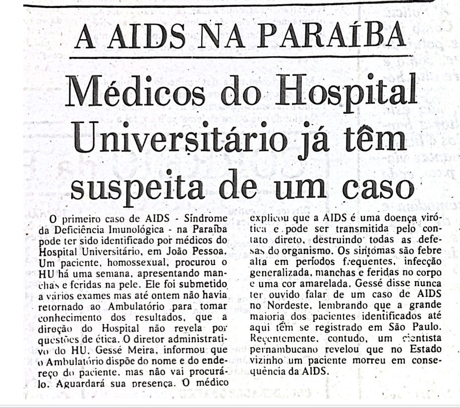 Newspaper report photograph in August 1985. Source: Jornal Correio da Paraíba.